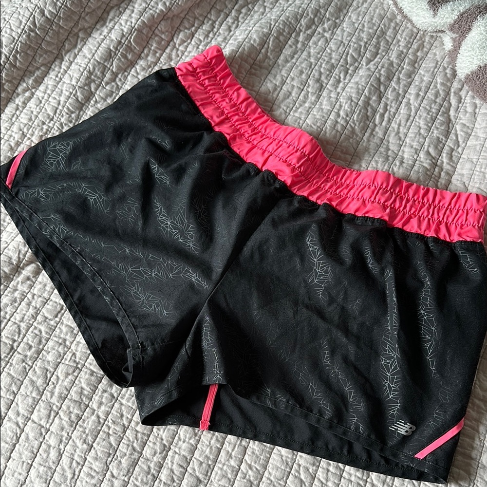 Women's Black and Pink Athletic Shorts